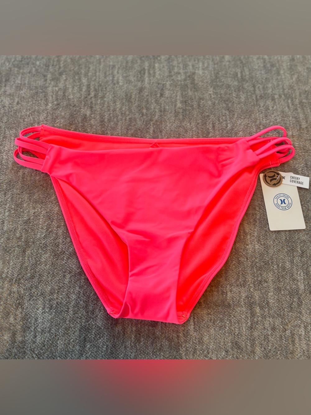 NWT Hot Pink Hurley Cheeky Coverage  Strappy Bikini Bottoms Size XL